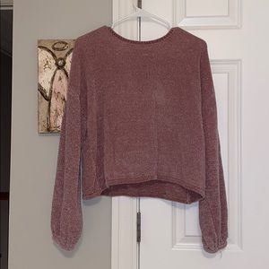 blush sweater with super cute bubble sleeves